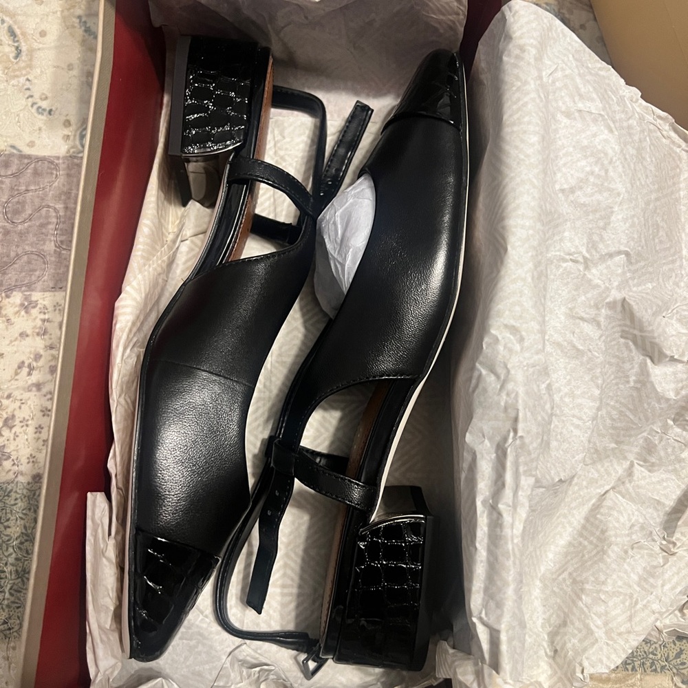 Donald J. Pliner Black Flats with Croc Detail